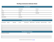 Roofing Estimate Template Gocanvas