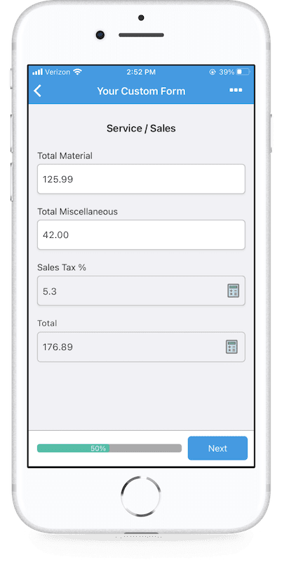 GoCanvas mobile form calculations on mobile app