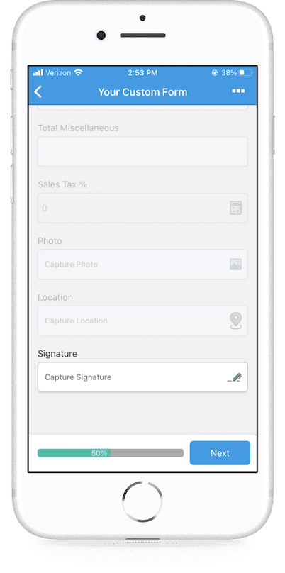 GoCanvas mobile form signature capture screen on mobile app